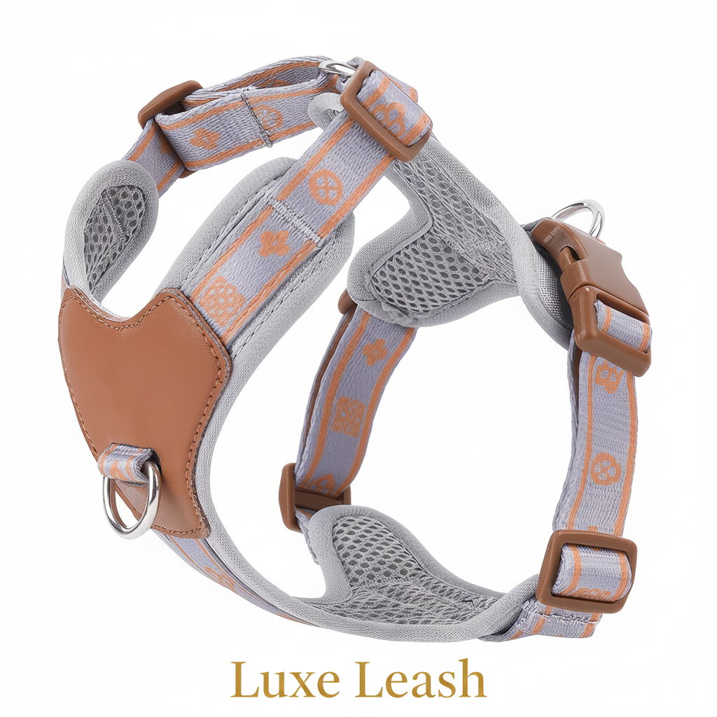 Luxe Leash Harness – Grey