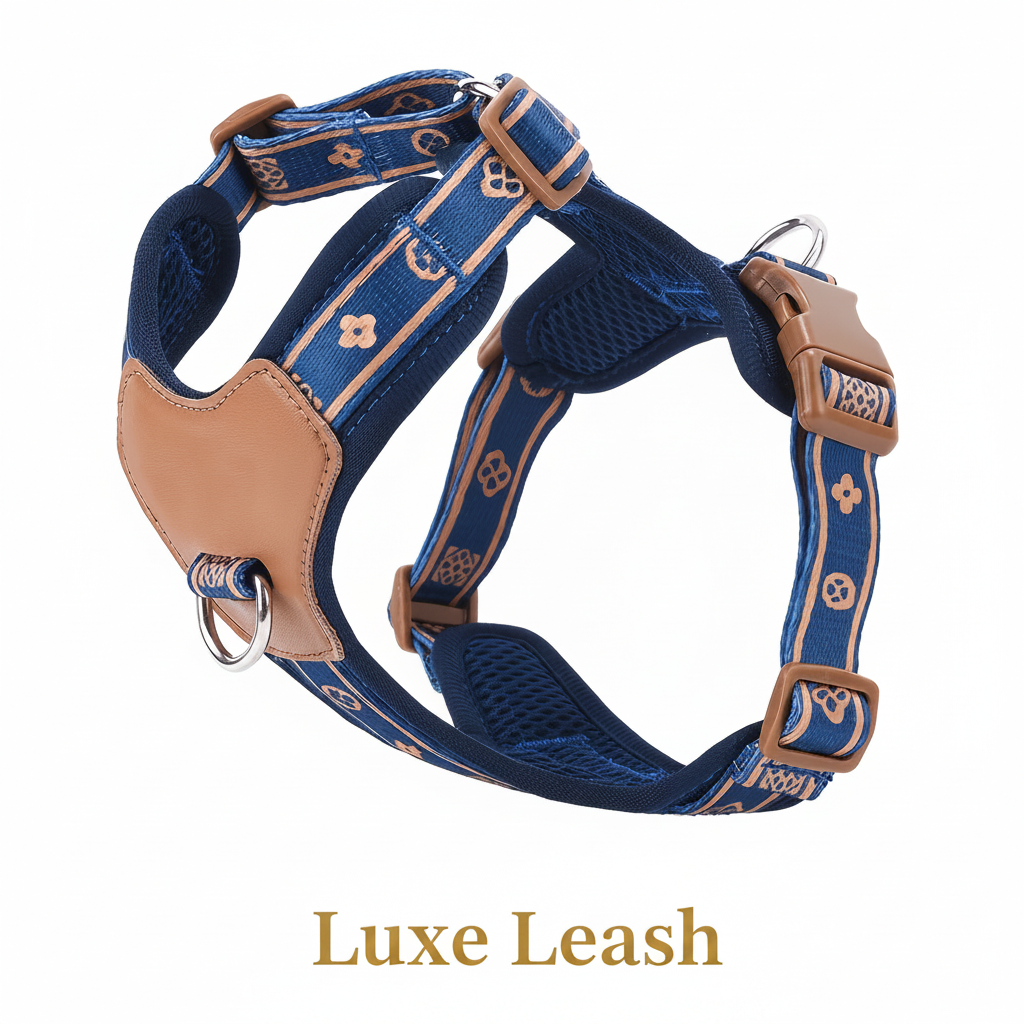Luxe Leash Harness – Navy Blue